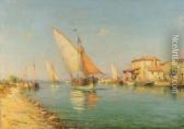 Port De Martigues Oil Painting - Henri Malfroy