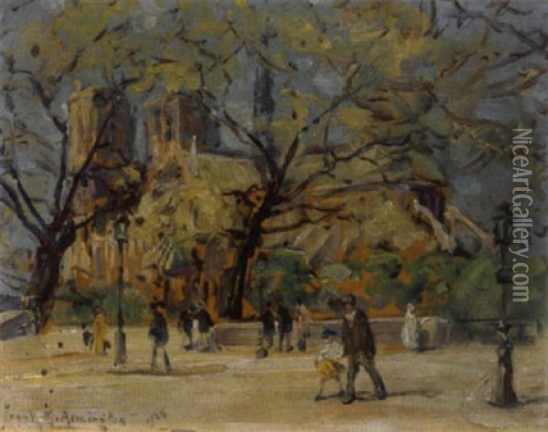 Quai De Montebello, Paris Oil Painting - Frank Milton Armington