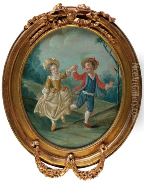 Tanzende Kinder Im Park Oil Painting - Charles Dominique Joseph Eisen