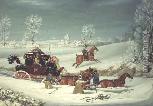 Mail Coach in the Snow Oil Painting - John Pollard