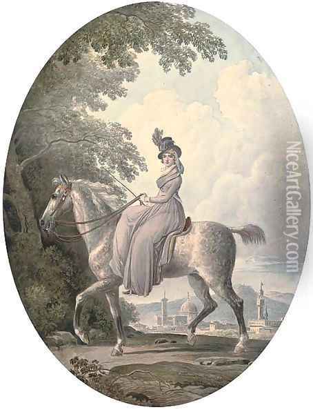 Portrait of the artist, Miss Harriet Carr Oil Painting - Jean-Baptiste Thian