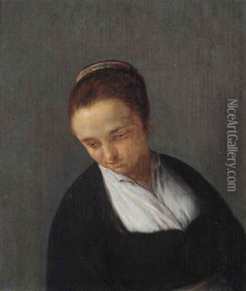 A Study Of A Seated Woman Oil Painting - Adriaen Jansz van Ostade