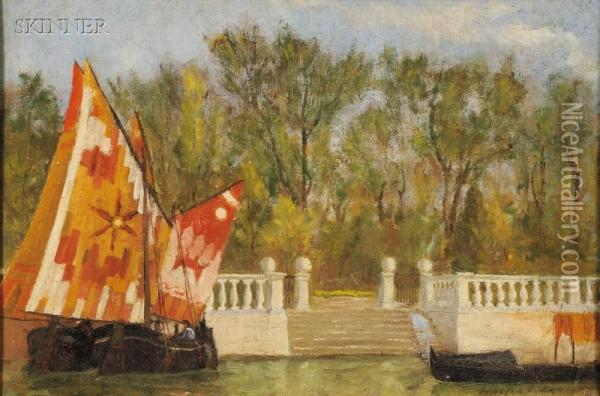 A Landing In Venice Oil Painting - Walter Franklin Lansil