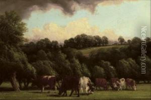 Near Leamington Oil Painting - Thomas Baker Of Leamington