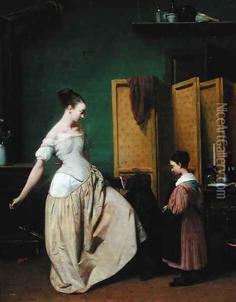 Woman at her Toilet, 1835 Oil Painting - Ferdinand Wachsmuth