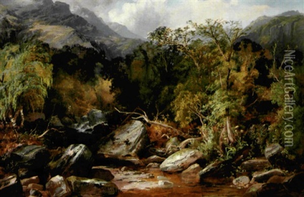 Skotsk Flodlandskab Oil Painting - Clarence Henry Roe