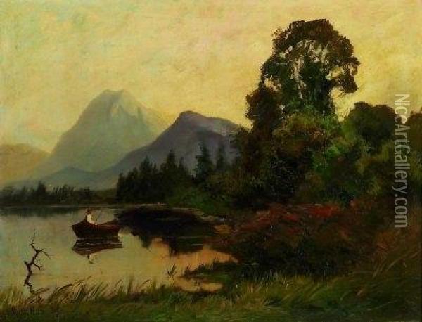Angler Im Boot Auf Einem Bergsee Oil Painting - Wilhelm Lorens Holm
