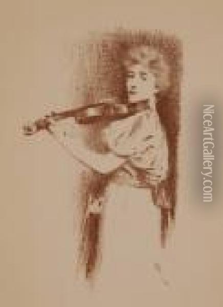 The Violinist Oil Painting - Fernand Khnopff
