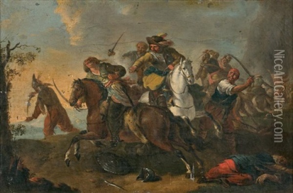Choc De Cavalerie Oil Painting - Philips Wouwerman