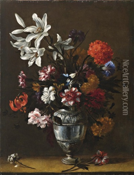 Blumen In Einer Vase Oil Painting - Mario Nuzzi
