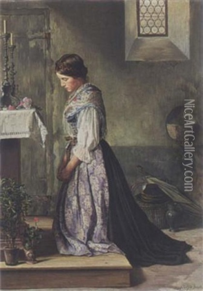 Pious Maiden Oil Painting - Adolf Georg Friederich Bock