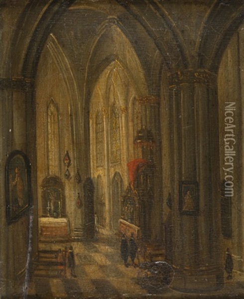 Blick In Einen Gotischen Chorumgang Oil Painting - Christian Stoecklin
