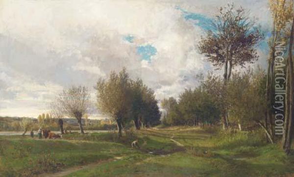 Le Chemin Vert Oil Painting - Emile Charles Lambinet