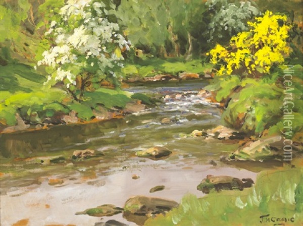 Spring, Wooded Riverscape Oil Painting - James Humbert Craig
