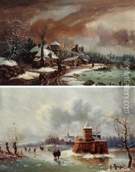 Scene D'hiver Oil Painting - Henri Chevallier