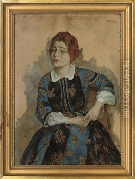 Portrait Of Hilda Crevenna Oil Painting - Emil Orlik