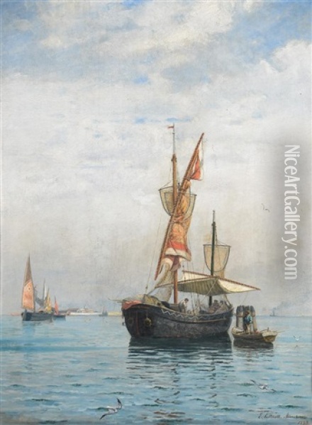 Bateaux De Peche Dans La Lagune Oil Painting - Emma Lutteroth