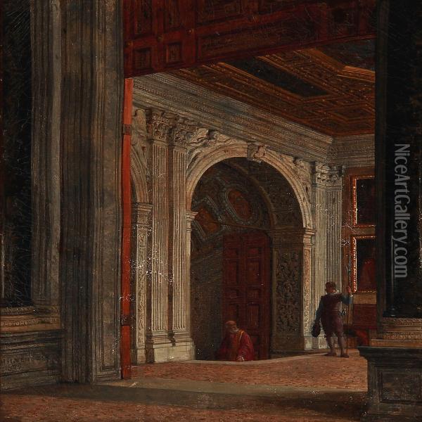 Palace Interior From Venice In Italy Oil Painting - Heinrich Hansen