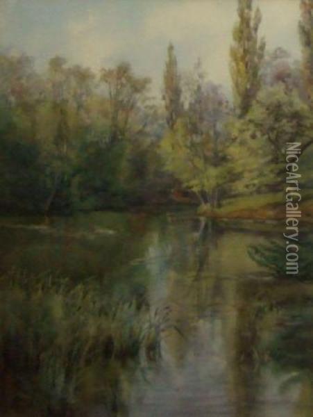 A Quiet Pool Oil Painting - Hesketh Davis Bell