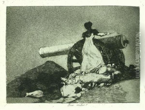 Los Desastros : Titre, Preface Et Planches 1 A 5, 7 A 9, 36. . Env. 175 X 218 Oil Painting - Francisco De Goya y Lucientes