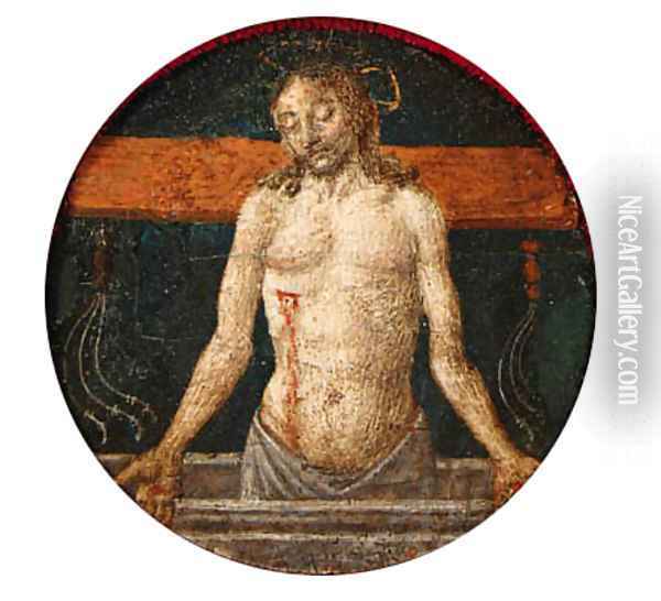 The Risen Christ with the Instruments of the Passion a roundel from a predella Oil Painting - Cosimo Rosselli