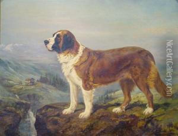 King Of The Mountains (saint Bernard) Oil Painting - Allen Culpepper Sealey