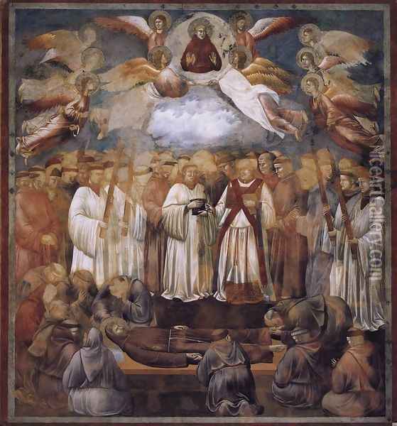 Legend of St Francis- 20. Death and Ascension of St Francis 1300 Oil Painting - Giotto Di Bondone