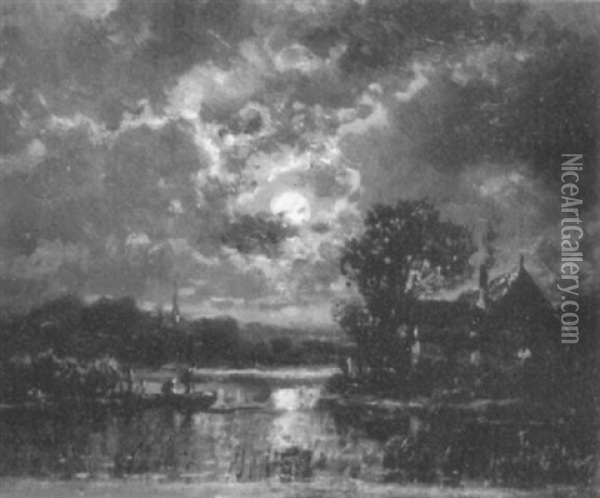 Mondnacht Am See Oil Painting - Friedrich Tiedemann