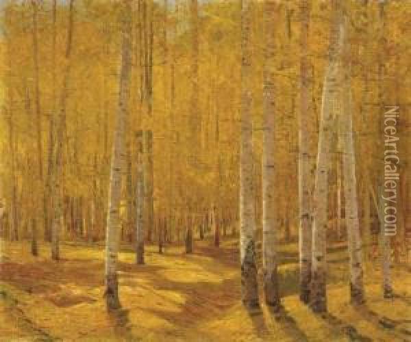 Aspen Forest On Taos Pass Oil Painting - Oscar Edmund Berninghaus