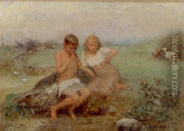 Junges Hirtenpaar Oil Painting - Franz Rumpler