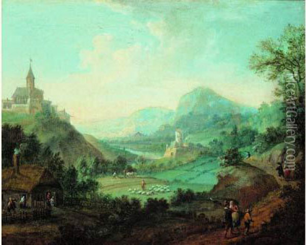 Paysage De La Vallee Du Rhin Oil Painting - Louis Chalon
