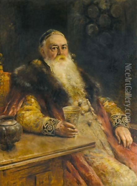 Boyar With A Goblet Oil Painting - Konstantin Egorovich Egorovich Makovsky