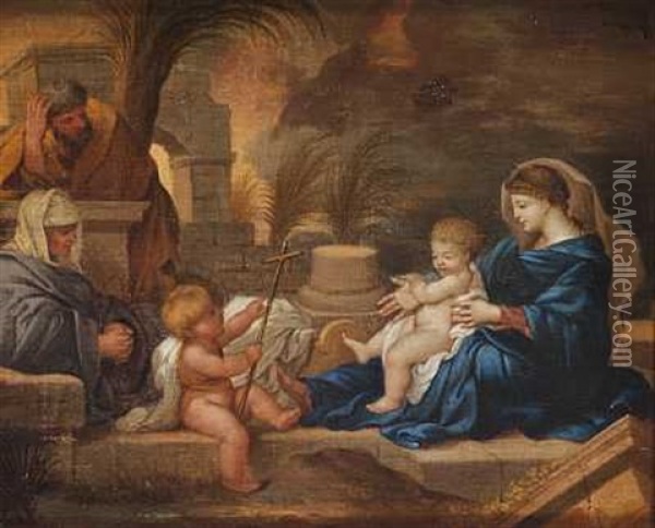Den Hellige Familie, Anna Og Johannes Doberen Oil Painting - Nicolas Poussin