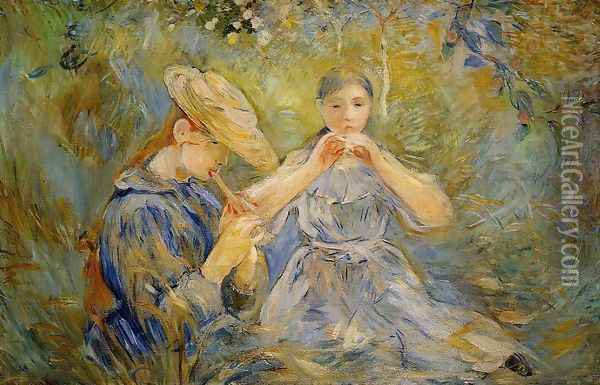 The Flageolet Oil Painting - Berthe Morisot
