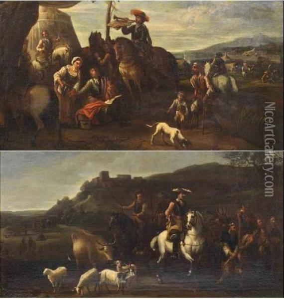Sosta In Un Accampamento Oil Painting - Cornelis de Wael