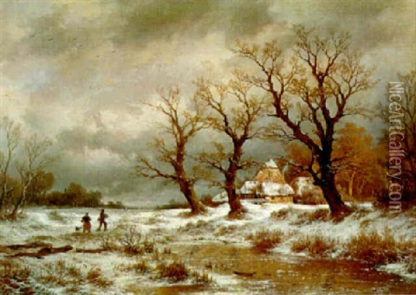 Winterlandschaft Oil Painting - Remigius Adrianus van Haanen