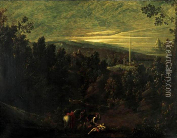Landscape With The Good Samaritan Oil Painting - Giovanni Andrea Donducci (see MASTELLETTA)