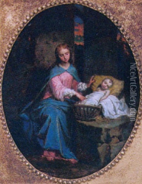 The New Born Christ Oil Painting - Jean-Marie-Melchior Doze