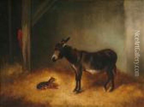 Donkey And Dog Oil Painting - John Arnold Wheeler