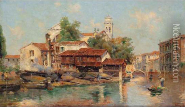 San Travaso, Venezia Oil Painting - Antonio Maria de Reyna