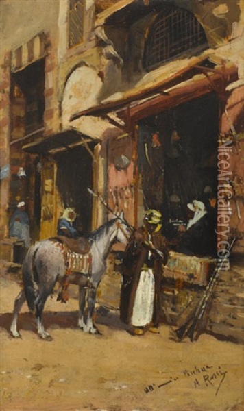 An Arab Market (at The Gunsmith) Oil Painting - Alberto Rossi