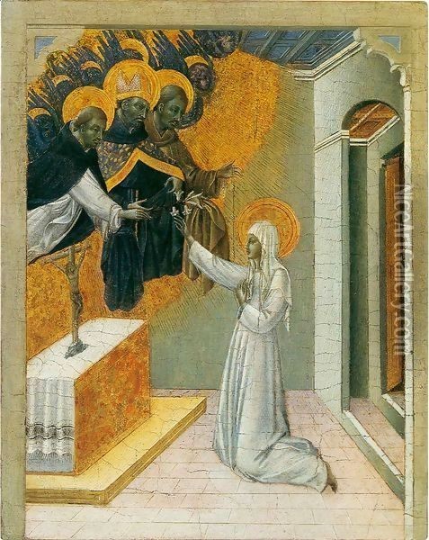 Saint Catherine Invested with the Dominican Habit Oil Painting - Giovanni di Paolo