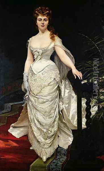Portrait of Mademoiselle X, 1873 Oil Painting - Carolus (Charles Auguste Emile) Duran