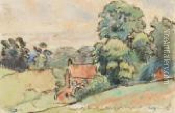 East Knoyle, Near Shaftesbury, Wiltshire Oil Painting - Lucien Pissarro