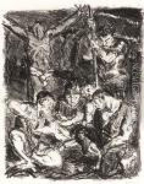 Throwing The Dice Before The 
Cross (die Wurfler Unter Dern Kruz), Plate 6 From Sechs Lithographien 
Zum Neuen Testament (h. 23) Oil Painting - Max Beckmann