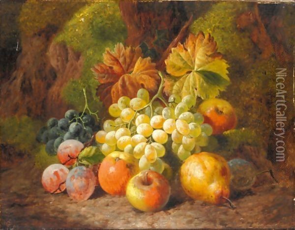 Still Life Of Apples, Pears, Plums And Grapes Oil Painting - Charles Thomas Bale