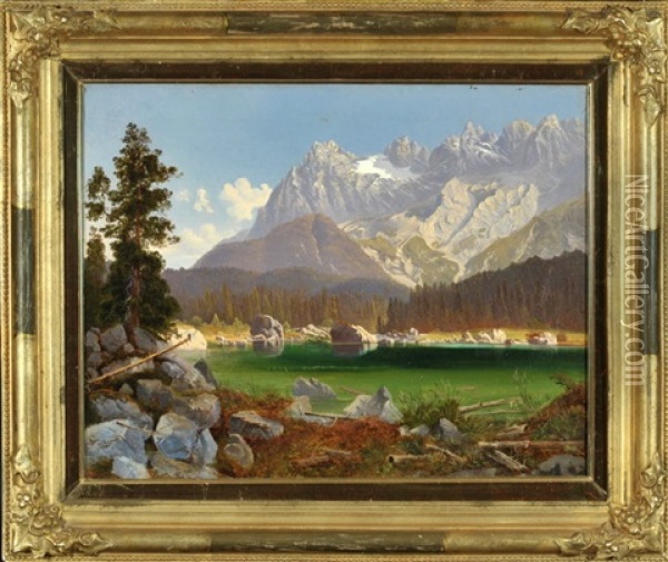 Gebirgssee Oil Painting - Maximilian Haushofer
