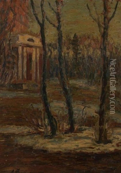 Landscape With Folly Oil Painting - Leonard (Leonid) Viktorovich Turzhansky