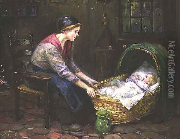 Mother and Child Oil Painting - Cornelis C. Zwaan