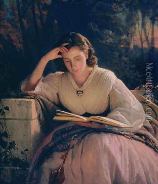 Reading (portrait of the artist's wife), 1863 Oil Painting - Ivan Nikolaevich Kramskoy